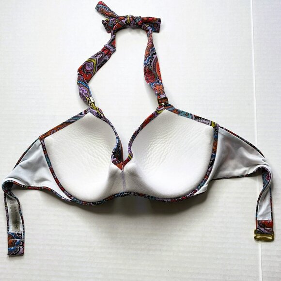 Victorias Secret Halter Push Up Bikini Top 38B Paisely Beach Vacation Travel - Picture 5 of 8